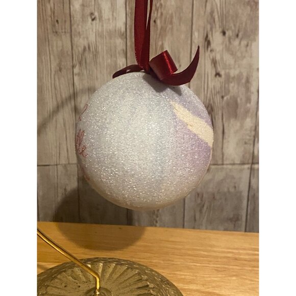 12 days of Christmas Two Turtle Doves Ornament Frosted Sugar Texture Red Ribbon - Picture 6 of 6